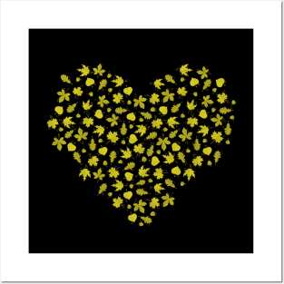 Autumn leaves heart Yellow version Posters and Art